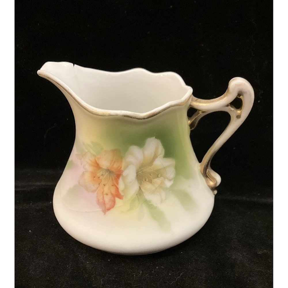 Antique Prussia Royal Rudolstadt Creamer Ornate Hand Painted Floral Gold